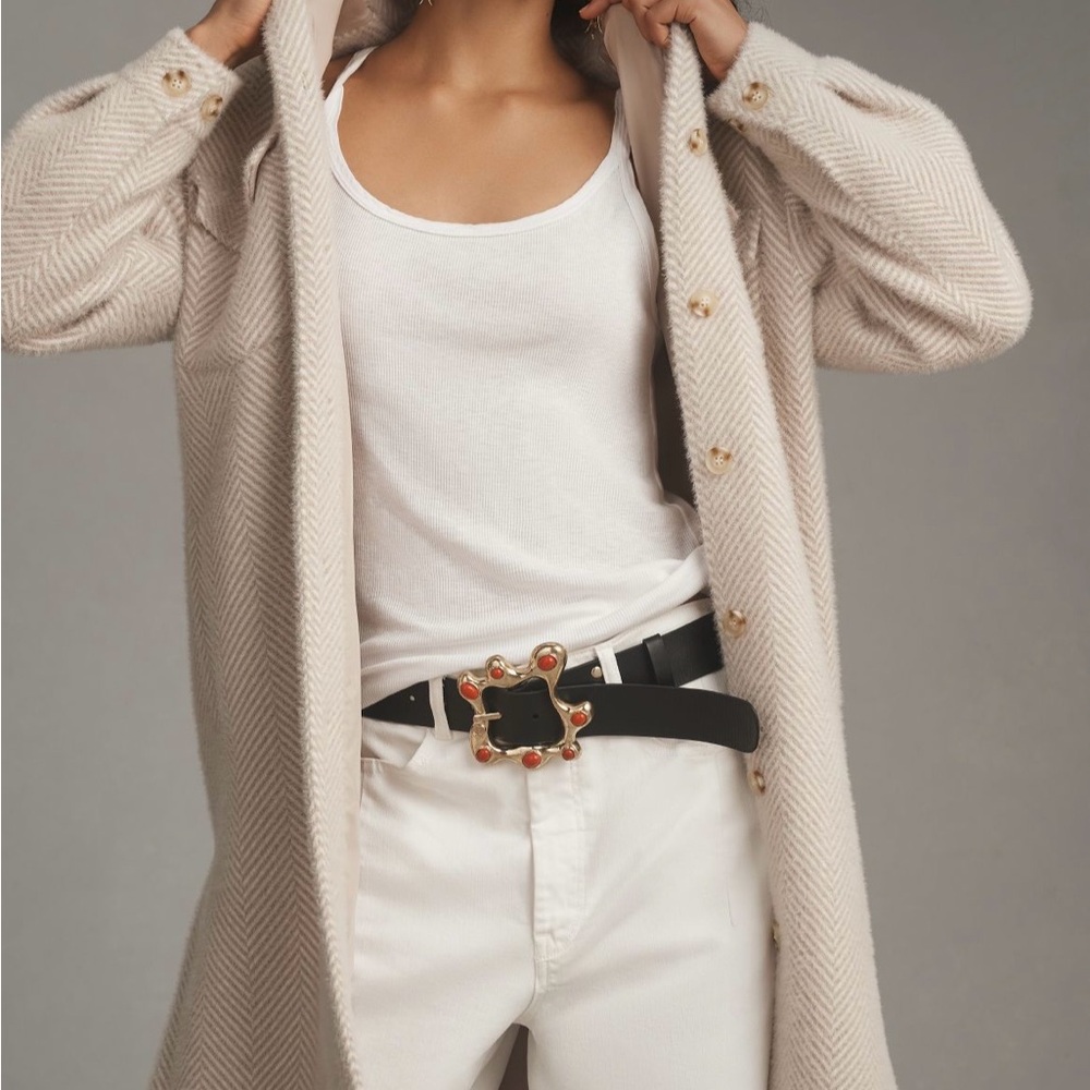 Greylin Fuzzy Long Knit Coat - Picture 4 of 8